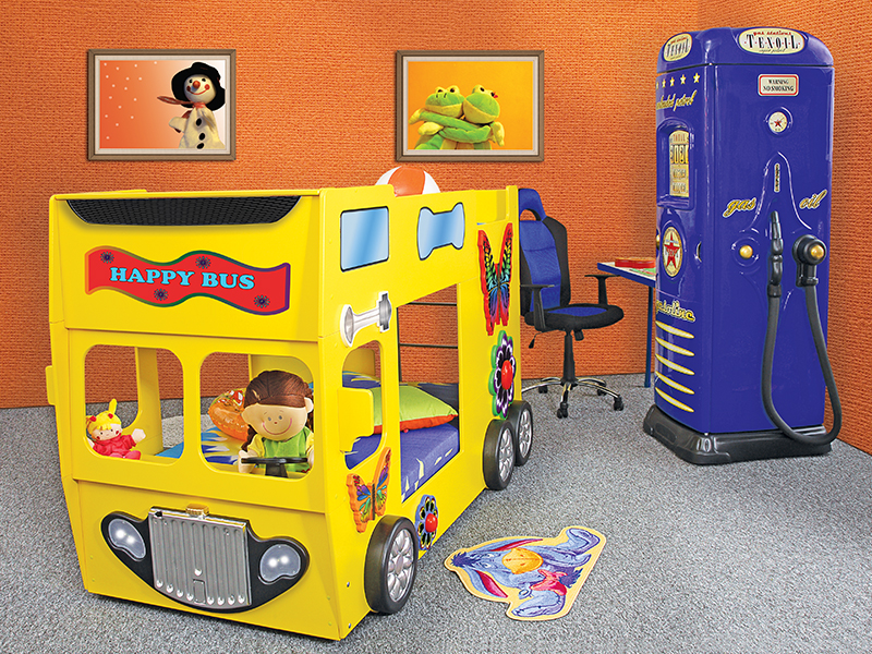 stapelbed happy bus kinder auto bed incl. matras